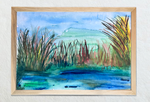 Laguna con pasto “Cuadro Impreso”