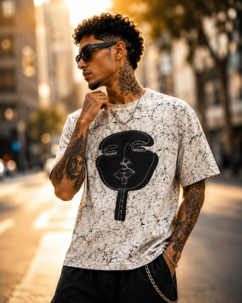 Camiseta con Rostro - algodón 100% - Talla L